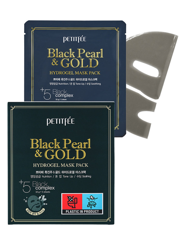 PETITFEE Black Pearl & Gold Hydrogel Mask Pack 32g #5pcs