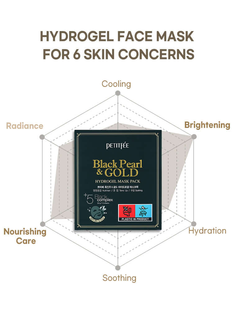 PETITFEE Black Pearl & Gold Hydrogel Mask Pack 32g #1pc