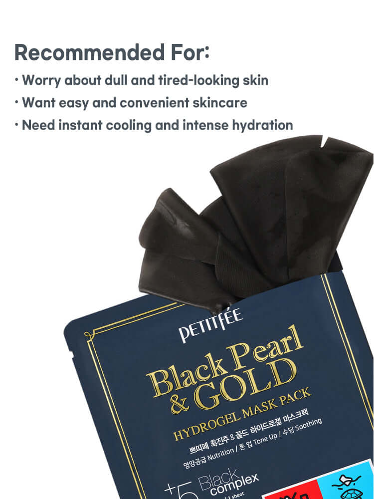 PETITFEE Black Pearl & Gold Hydrogel Mask Pack 32g #1pc