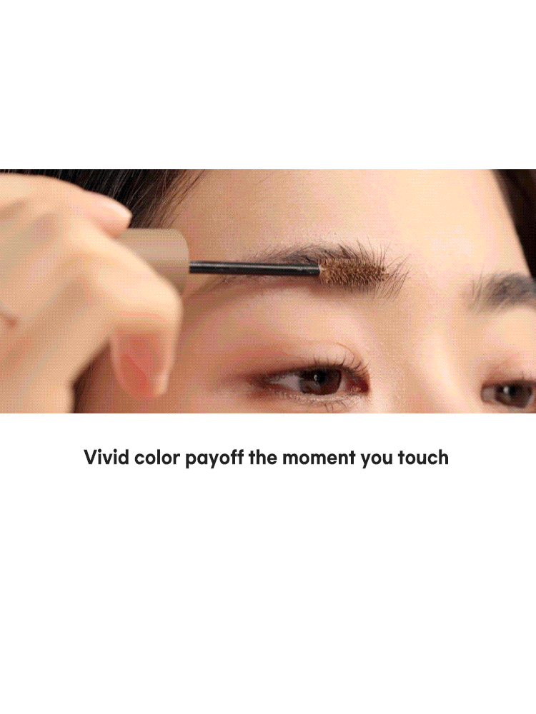 Applying rom&nd Han All Brow Cara for vivid color payoff, enhancing brows with Korean Cosmetics New Zealand.