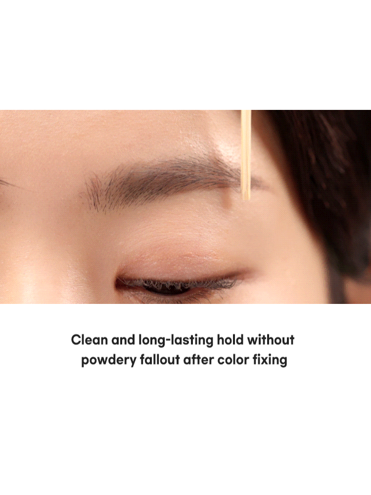 Close-up of eyebrow application with rom&nd Han All Brow Cara showcasing clean, long-lasting hold - Korean Cosmetics New Zealand.