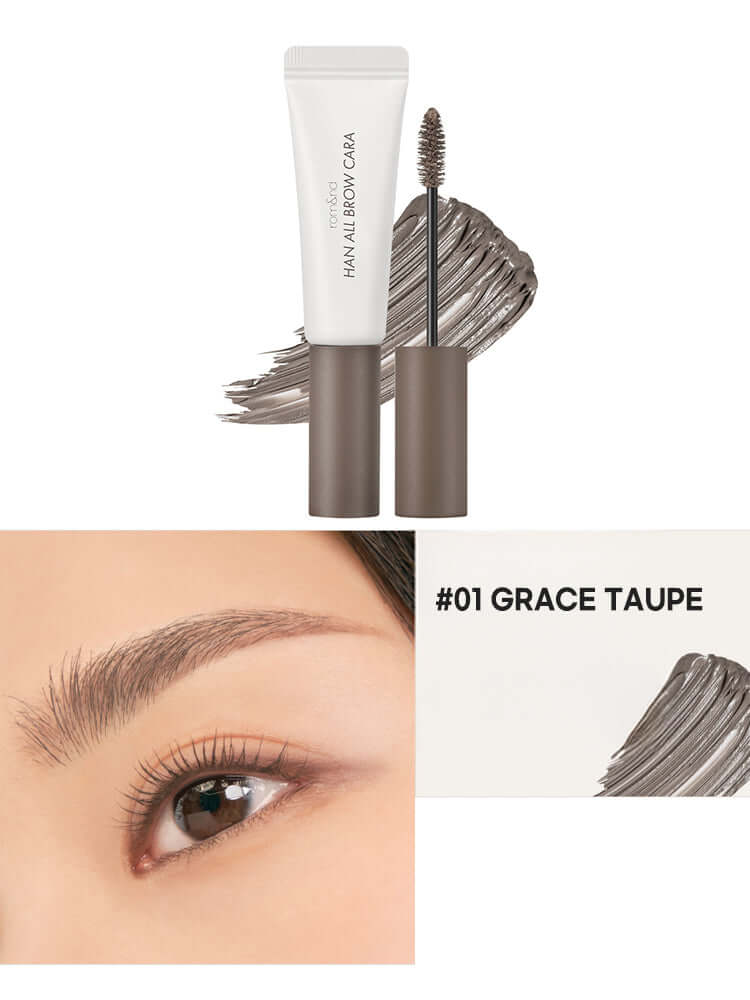 rom&nd Han All Brow Cara 9g in #01 Grace Taupe, ideal for Korean Cosmetics New Zealand with a natural finish.