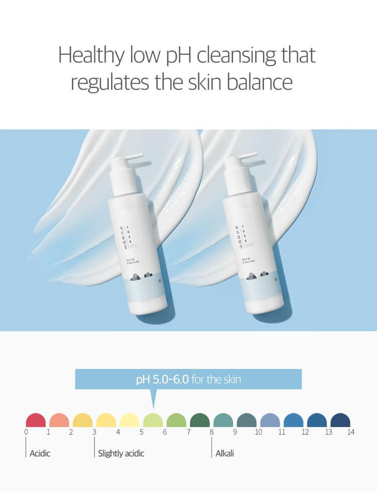 Image of ROUND LAB 1025 Dokdo Cleansing Milk 200ml highlighting healthy low pH cleansing for skin balance.