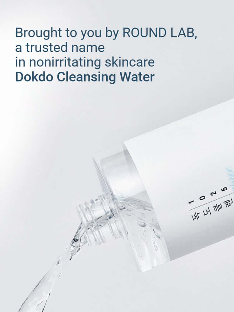 ROUND LAB 1025 Dokdo Cleansing Water 400ml, nonirritating skincare, gentle cleansing for makeup removal.