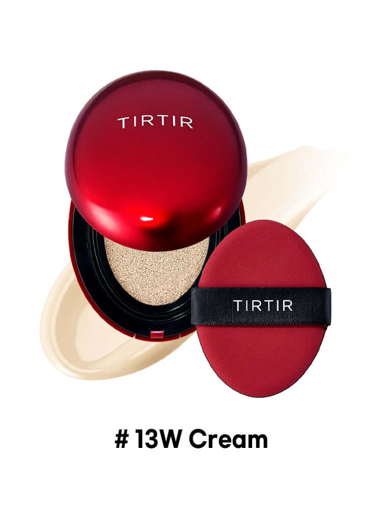 TIRTIR Mask Fit Red Cushion Mini 4.5g in # 13W Cream shade, showcasing compact design with lightweight finish.