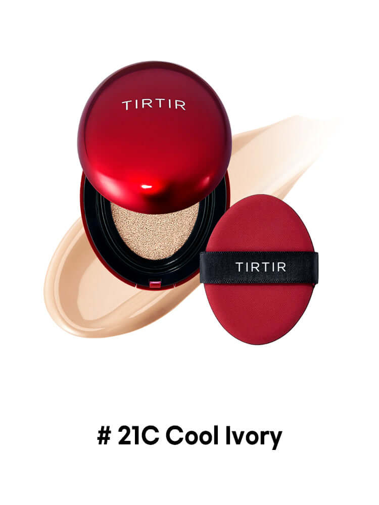 TIRTIR Mask Fit Red Cushion Mini 4.5g in #21C Cool Ivory shade with applicator.