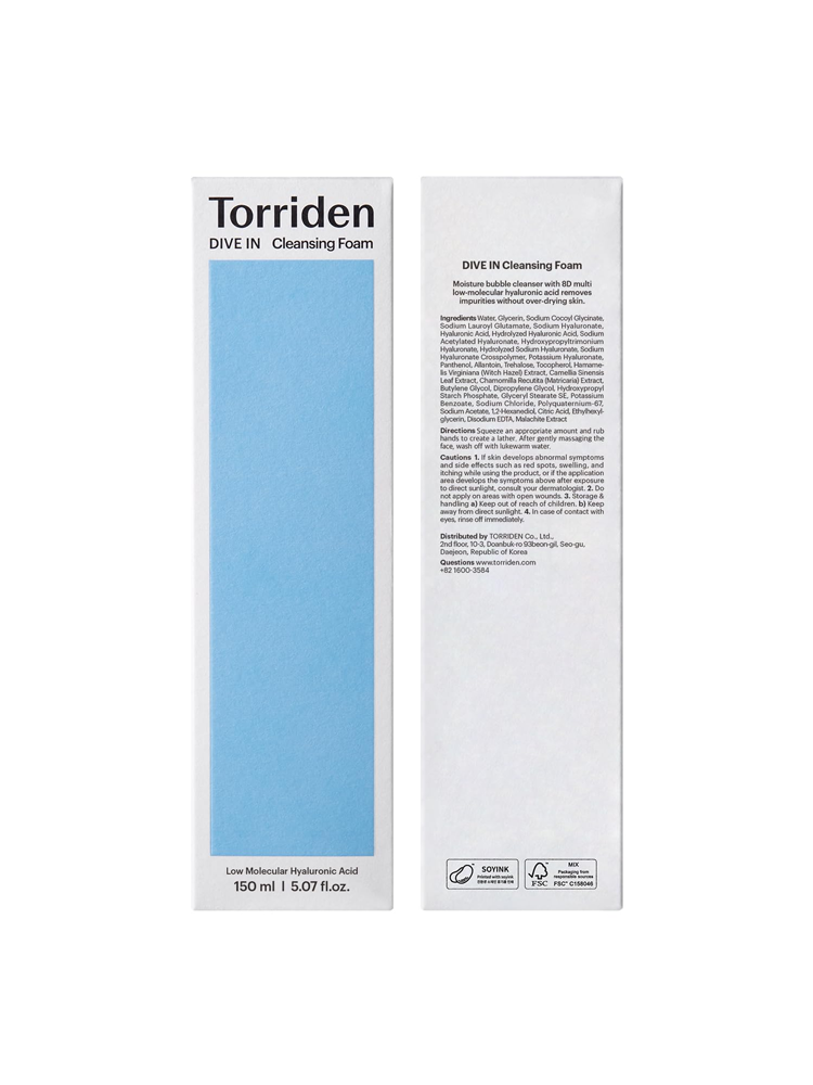 TORRIDEN Dive-In Low Molecule Hyaluronic Acid Foam Cleanser 150ml