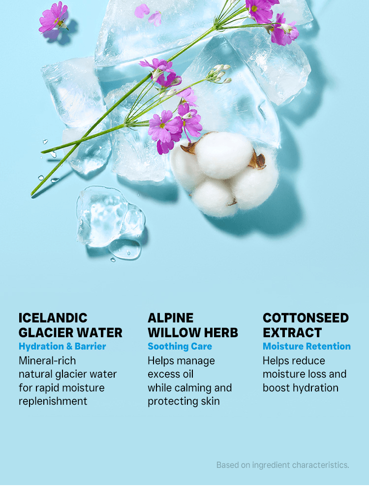 Ingredients of TOCOBO Blur Finish Sun Cushion: Icelandic Glacier Water, Alpine Willow Herb, and Cottonseed Extract.