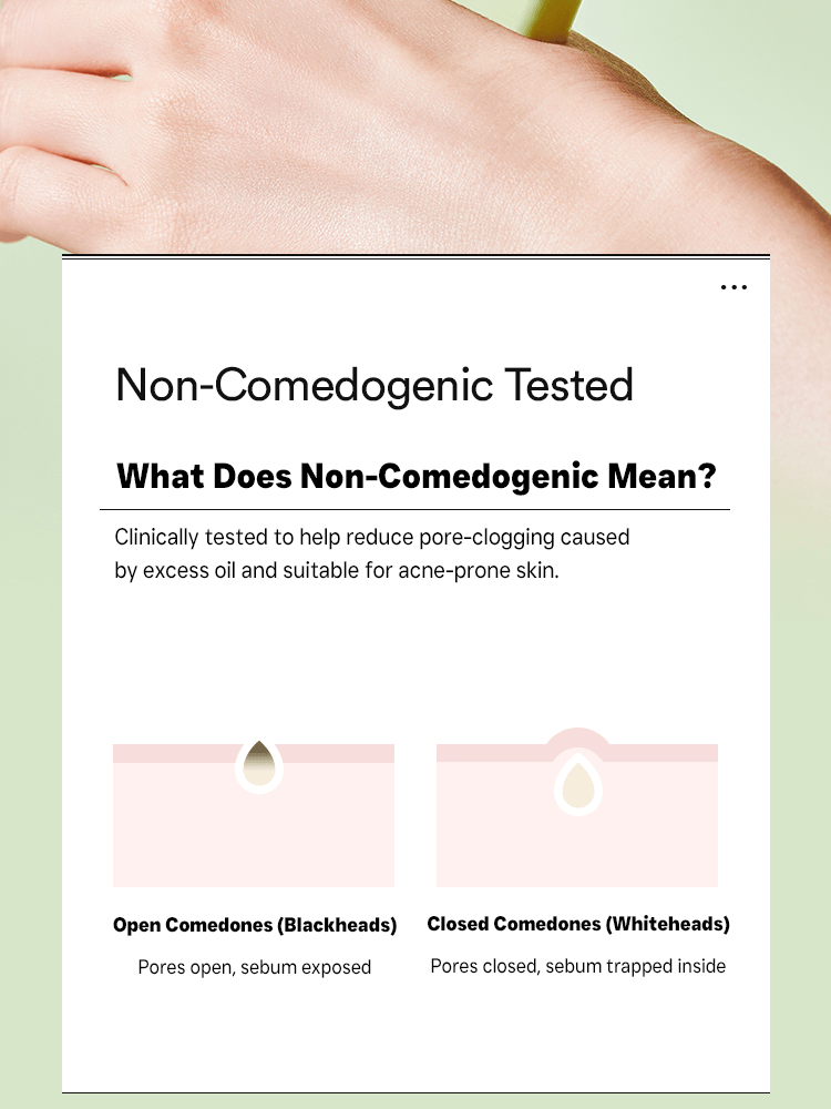 TOCOBO Cica Cooling Sun Stick non-comedogenic tested image demonstrating open and closed comedones.