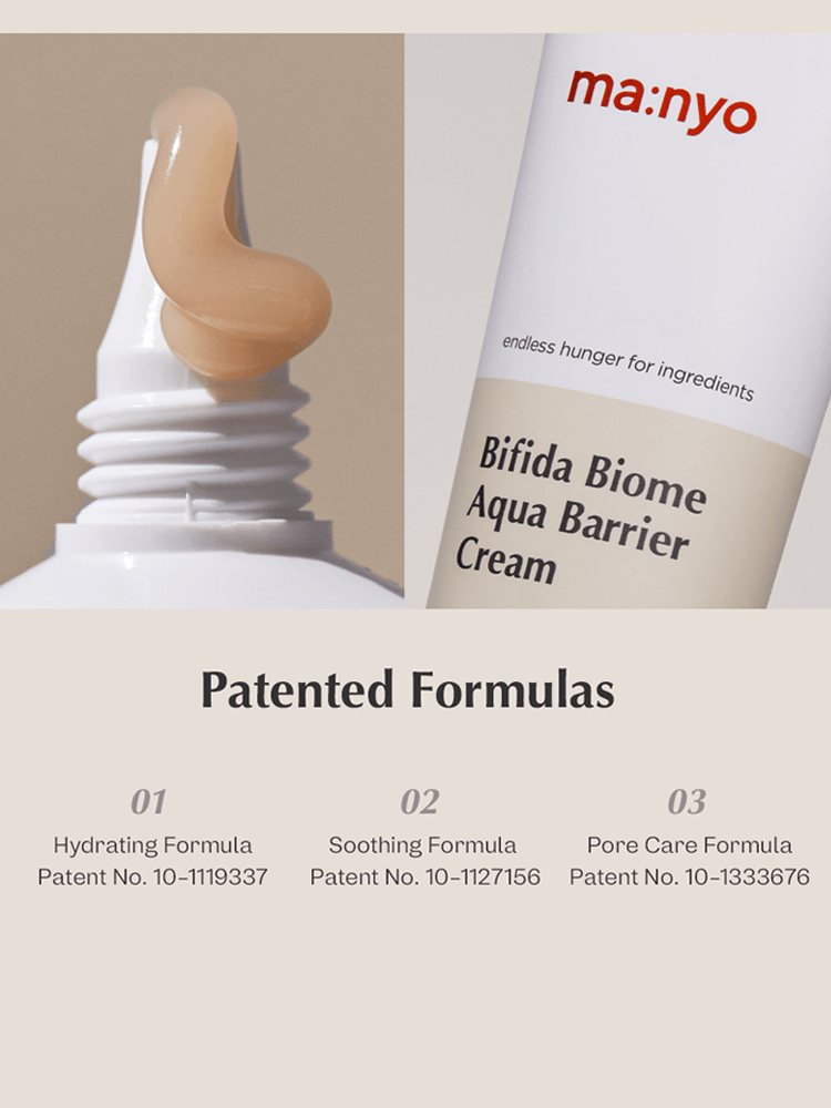 manyo Bifida Biome Aqua Barrier Cream featuring a hydrating formula for deep hydration and moisture barrier support.
