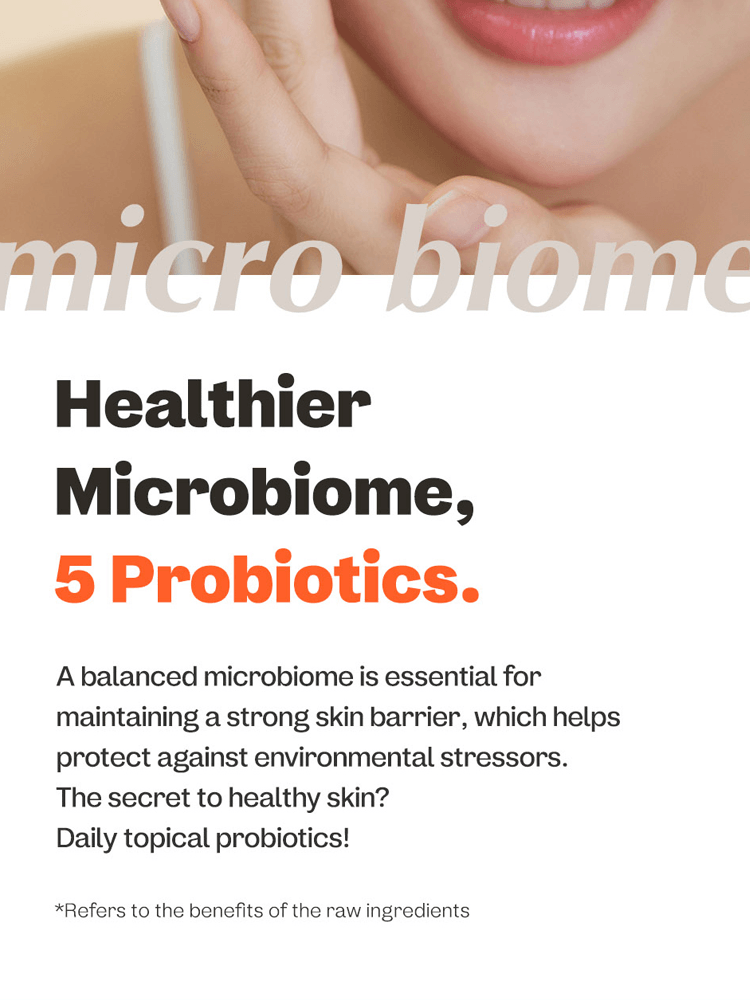 manyo Bifida Biome Complex Ampoule Image promoting a healthier microbiome with 5 probiotics for skin health.