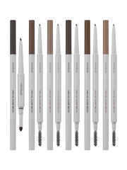 rom&nd Han All Flat / Sharp Brow eyebrow pencils in various shades arranged neatly.
